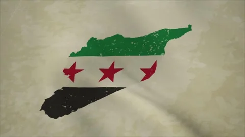 Wavy Map of SYRIA with Flag in Body Isolated on Vintage Background 스톡 동영상 326633607