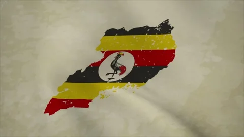 Wavy Map of UGANDA with Flag in Body Isolated on Vintage Background Stock-Footage 326631836