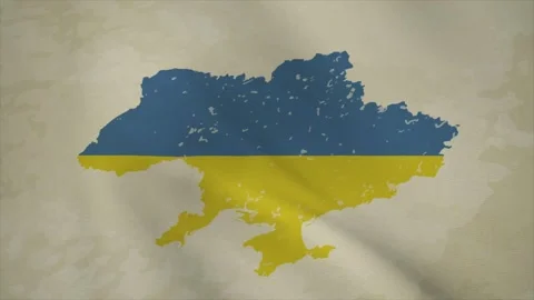 Wavy Map of UKRAINE with Flag in Body Isolated on Vintage Background Stock-Footage 326634199