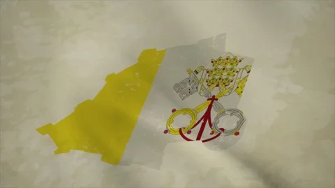 Wavy Map of VATICAN with Flag in Body Isolated on Vintage Background Stock Footage 326634142