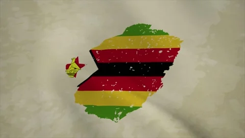 Wavy Map of ZIMBABWE with Flag in Body Isolated on Vintage Background 스톡 동영상 326631802