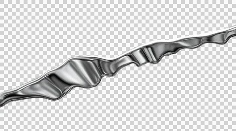 Wavy metallic ribbon with sharp curves and reflective highlights flowing on.. Stock Illustration