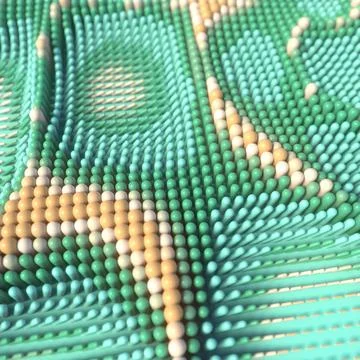 A wavy, mint-colored texture made of vertical elements. 3D background Stock Illustration