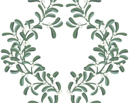 Wavy mistletoe seamless pattern, Winter holidays background, vector illustrat Stockillustratie