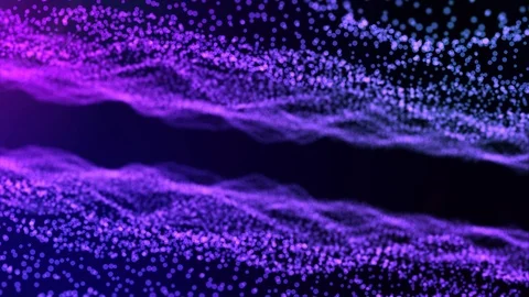 Wavy moving background with glowing oscillating luminous particles in dark. Stock Footage 113820585