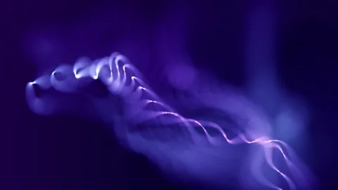 Wavy Moving Particles strings background.Glow particles form lines, surfaces Stock Footage 165334066