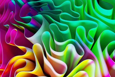 Wavy multi-colored frill layers. Abstract mental background. Stock-Illustration