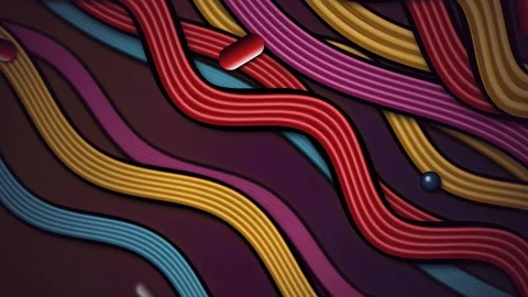 Wavy multi grooved ribbon bands slide in a continuous motion Stock Footage 342216962