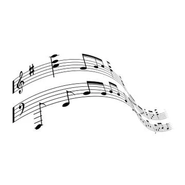 Wavy musical notes, melody - treble staff Stock Illustration