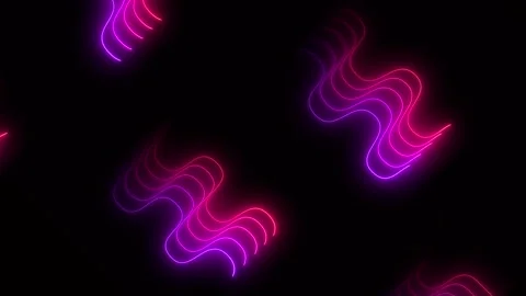 Wavy neon glowing multiple lines moving across screen frame. Abstract rays b Video stock 251197200