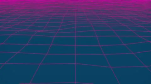 Wavy neon grid, computer generated. 3d rendering retro background Stock Illustration