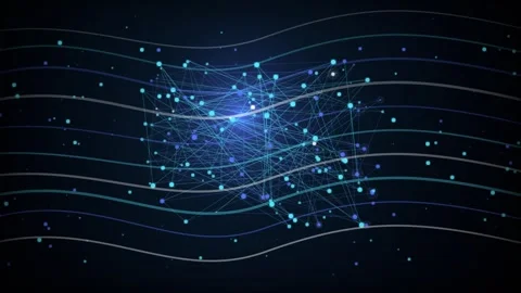 Wavy Network Connection Loop - Blue Purple Neural Mesh Backdrop Stock-Footage 341955904