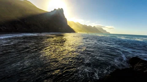 Wavy ocean on the Bajas beach Stock Footage 60742721