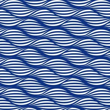 Wavy ocean blue pattern texture with retro-style decoration. Vector illustr.. 스톡 일러스트