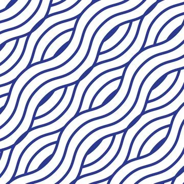 Wavy ocean blue seamless pattern with water waves, Vector illustration for .. Stock Illustration