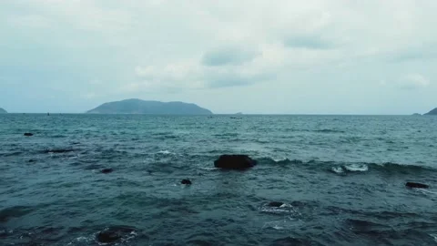 Wavy ocean with some islands Stock Footage 156893277