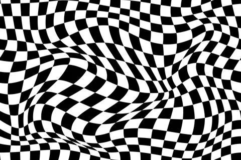 Wavy optical illusion checker pattern background Illustrazione stock
