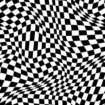 Wavy optical illusion checker seamless pattern Illustrazione stock
