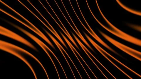 Wavy orange lines on a black background creating a fluid design in an abstr.. Stock Illustration