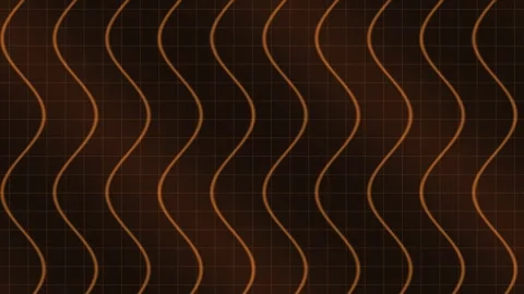 Wavy orange lines ripple across a dark brown grid background Stock Footage 329009472