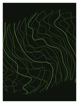 Wavy organic lines pattern on dark background vector abstract illustration. Illustrazione stock