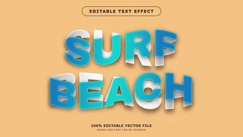 Wavy Paper 3D Editable Text Effect Editable Font Style Stock Illustration