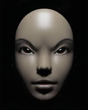 Wavy Pattern Close up 3d render style asian woman with angry expression po... Stock Photos