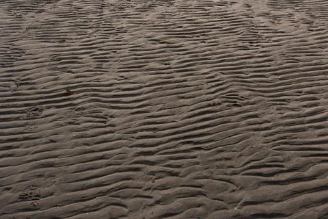 Wavy pattern of sand on a beach. Stock Photos