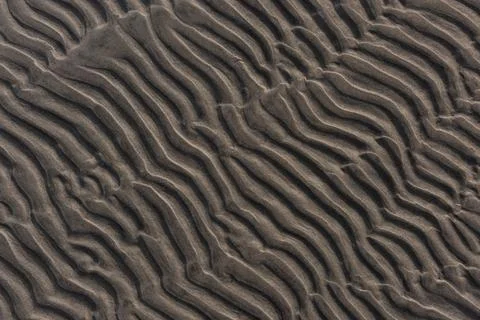 Wavy pattern of sand on a beach. 스톡 사진