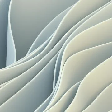 Wavy pattern of white fabric stripes. Minimal art style. 3d render illustration Stock Illustration