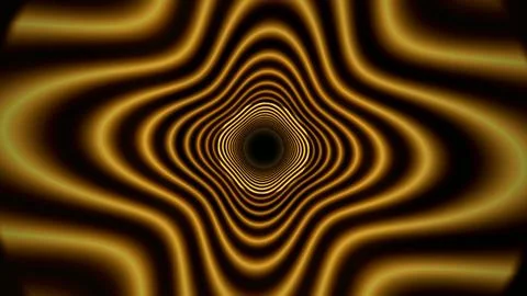 Wavy patterns form a tunnel effect in golden colors Illustrazione stock