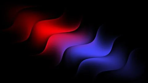Wavy patterns of red and blue colors on a black background create a modern .. Stock Illustration