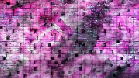 Wavy Pink Geometry and Abstract Cube Brick Pattern Stock Footage 112729252