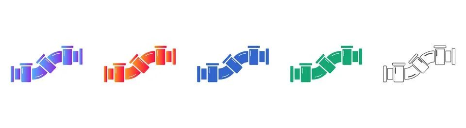 Wavy Pipe Segment Illustrations in Diverse Color Palette Stock Illustration