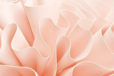 Wavy pleated layers of ruffles. Abstract peach background Illustrazione stock