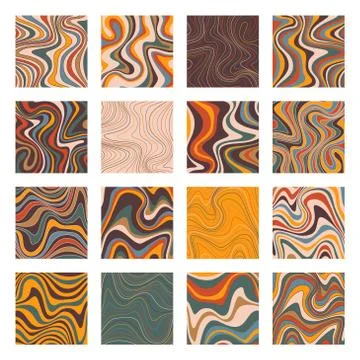 Wavy Psychedelic Backgrounds. Abstract ripple patterns for wed design or print Stock Illustration