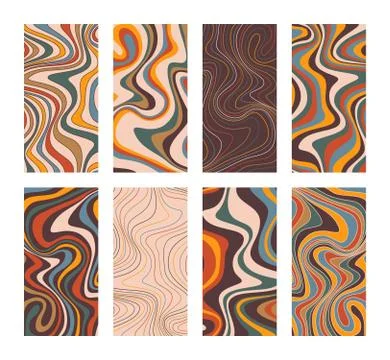 Wavy Psychedelic Backgrounds. Abstract ripple patterns for wed design or print Illustrazione stock