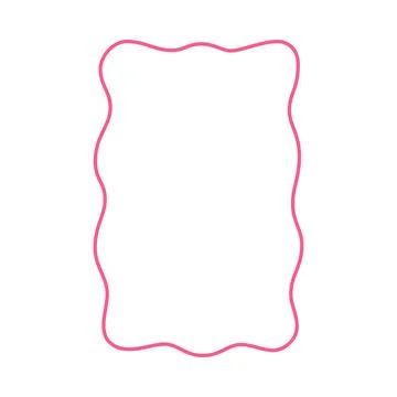 Wavy rectangular frame with ribbon border in pink, simple vector illustration. Stock Illustration