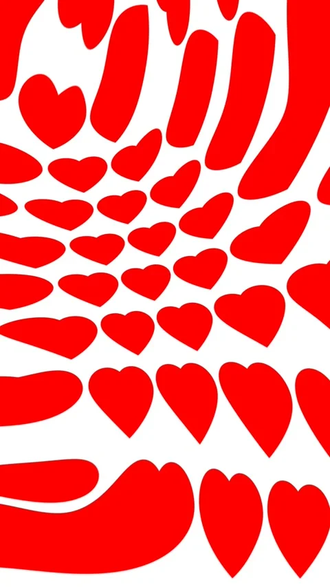 Wavy red hearts on white background. Loop animation Stock Footage 302727257