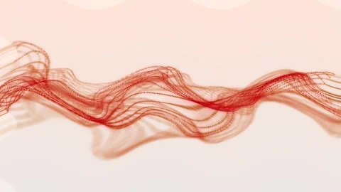 Wavy red network of particles on white background, abstract. Stock Footage 251342235