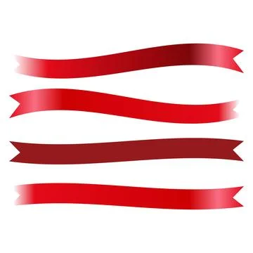 Wavy Red Ribbon Vector Set for Festive Holiday Decoration Stock Illustration
