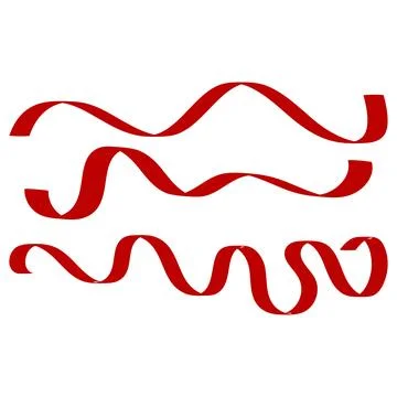 Wavy Red Ribbon Vector Set for Festive Holiday Decoration Stock Illustration