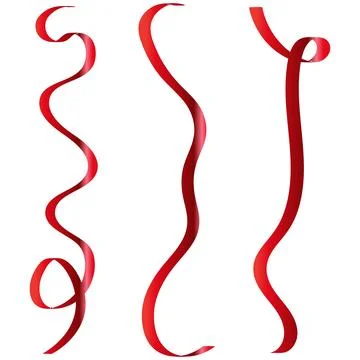 Wavy Red Ribbon Vector Set for Festive Holiday Decoration Stock Illustration