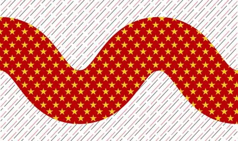 Wavy Red Star Pattern Background With Yellow Stars And Diagonal Stripes Abs.. 스톡 일러스트