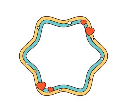 Wavy retro Y2K frame with rounded organic shape Stock Illustration