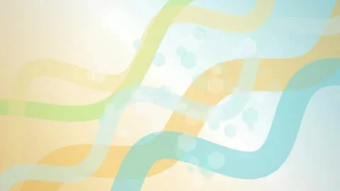 Wavy ribbon bands and floating hexagonal bokeh drift in a seamless loop Stock Footage 341070803