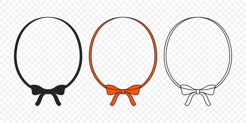 Wavy Ribbon Frame Set with Bow, Vector Illustration. Wavy Oval Border, Ribbon Stock Illustration