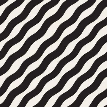 Wavy Ripple Hand Drawn Gradient Lines. Vector Seamless Black and White Pattern Stockillustratie