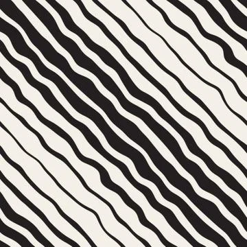Wavy Ripple Hand Drawn Gradient Lines. Vector Seamless Black and White Pattern イラスト素材