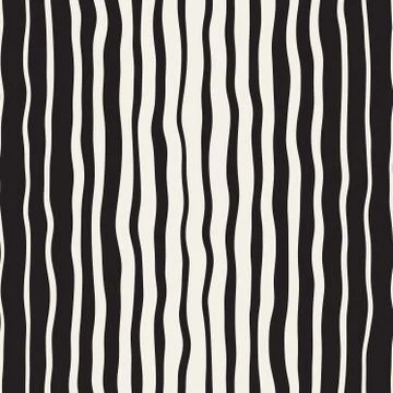 Wavy Ripple Hand Drawn Gradient Lines. Vector Seamless Black and White Pattern Stock Illustration